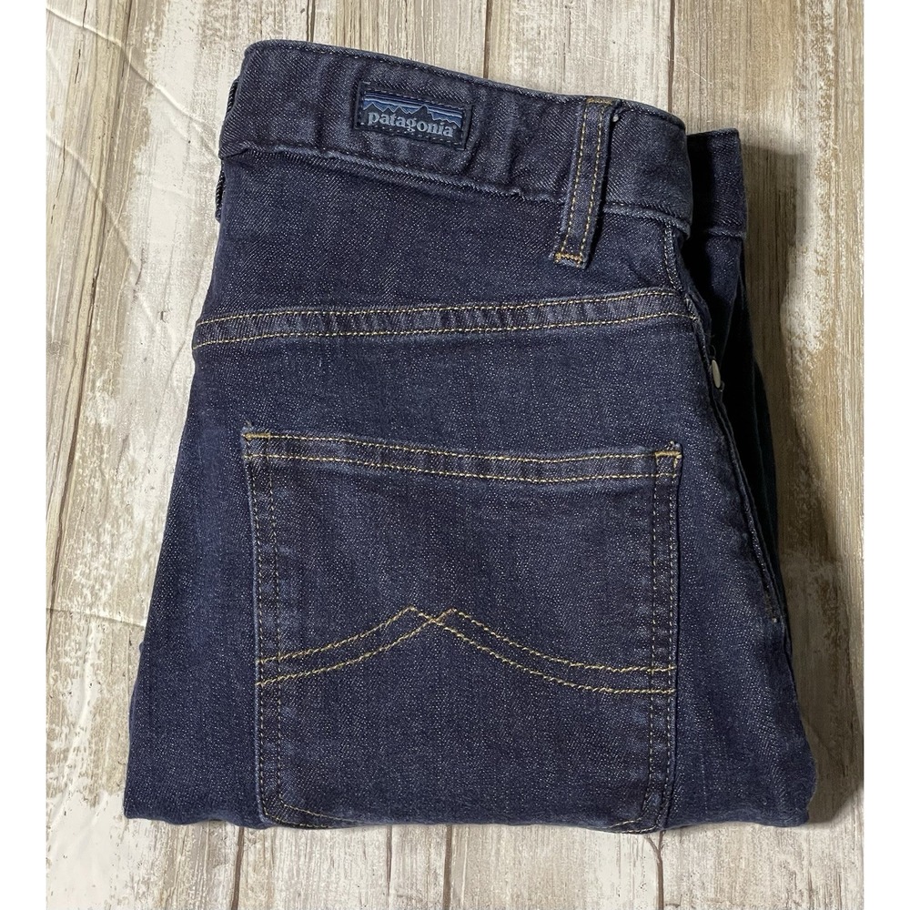 Patagonia Button Fly Front Slim Denim Women's Jeans Dark Wash Mid Rise Size 27